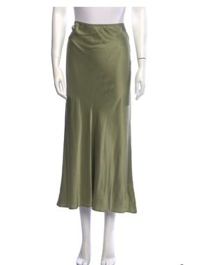 Reformation Olive 100% Silk Maxi Skirt